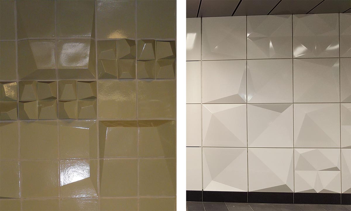 Esempi di progettazione delle texture per le superfici nella stazione metropolitana di “Heinrich-Heine-Allee”